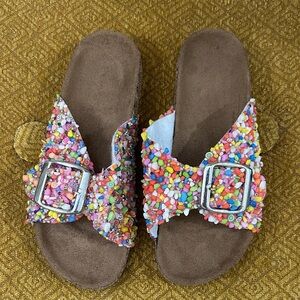 Beaded Slip On Summer Sandals Multicolor Womens Size 7 NWOT